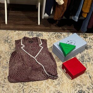 Brown polka dot sleeveless Rag and Bone top; XS